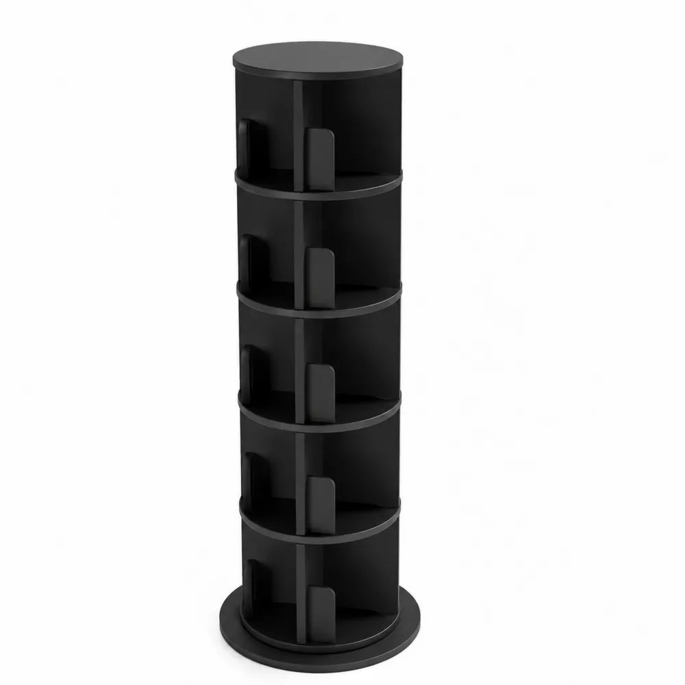 Étagère Rotative en Bois Noir 5 Niveaux 160 cm