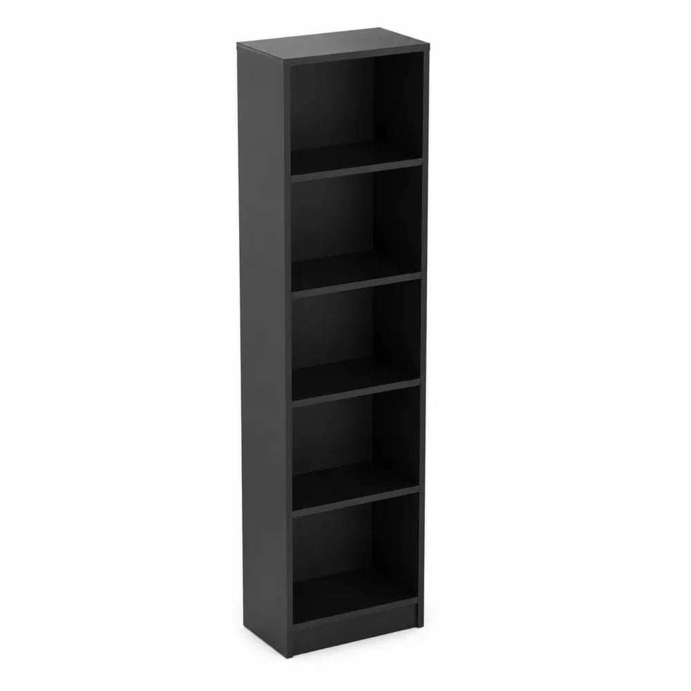 Étagère 5 niveaux en bois noir 180x40x24 cm