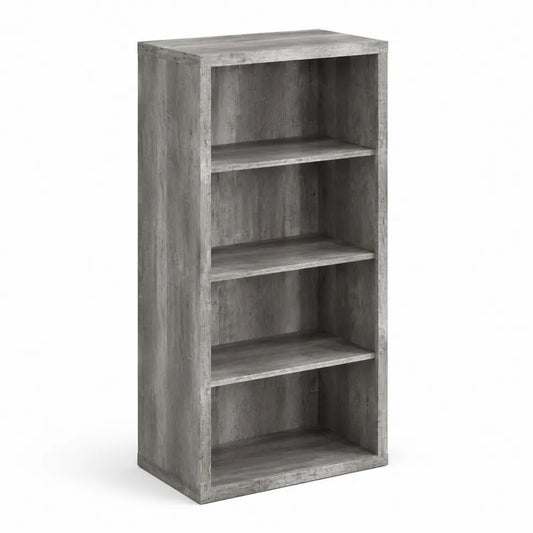 Bibliothèque en Bois Composite Gris 4 Étagères