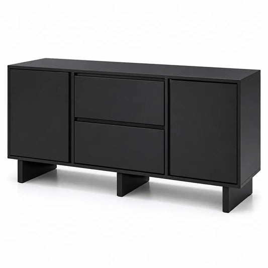 Buffet rectangulaire en bois et métal noir 2 portes 2 tiroirs 120cm