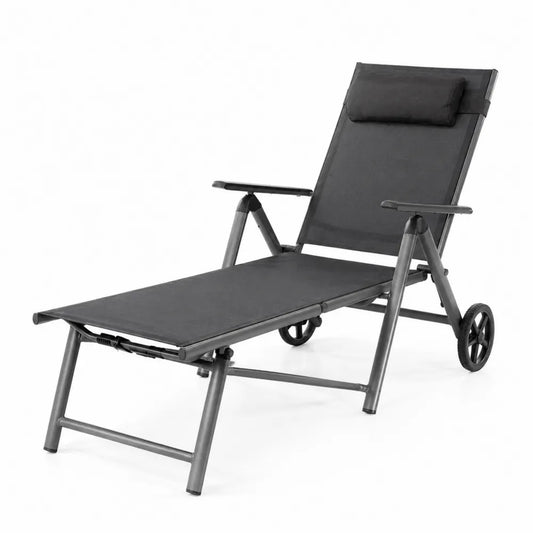 Chaise Longue Extérieure Réglable en Aluminium Noir