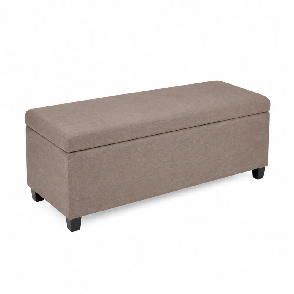 Banc de rangement en bois et tissu Brun