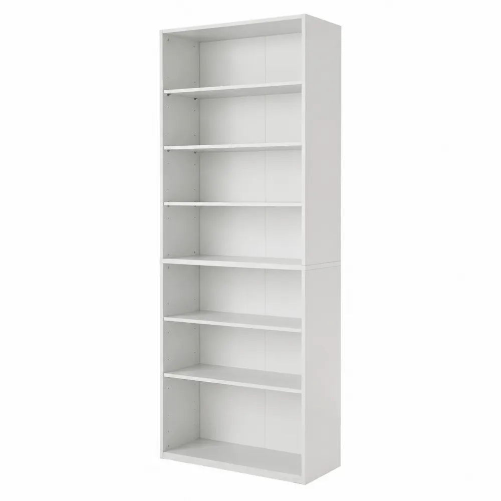 Bibliothèque blanche en bois composite 200x80x28 cm